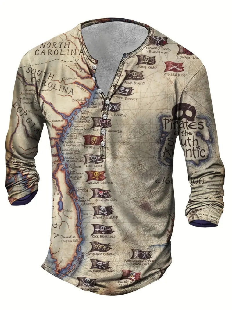 Men's Digital Printing Casual Long Sleeve
